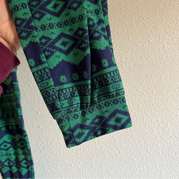 SO Intimates Navy Blue and Green Cozy Fleece Like Pajama Set Joggers Size Med - Picture 7 of 10